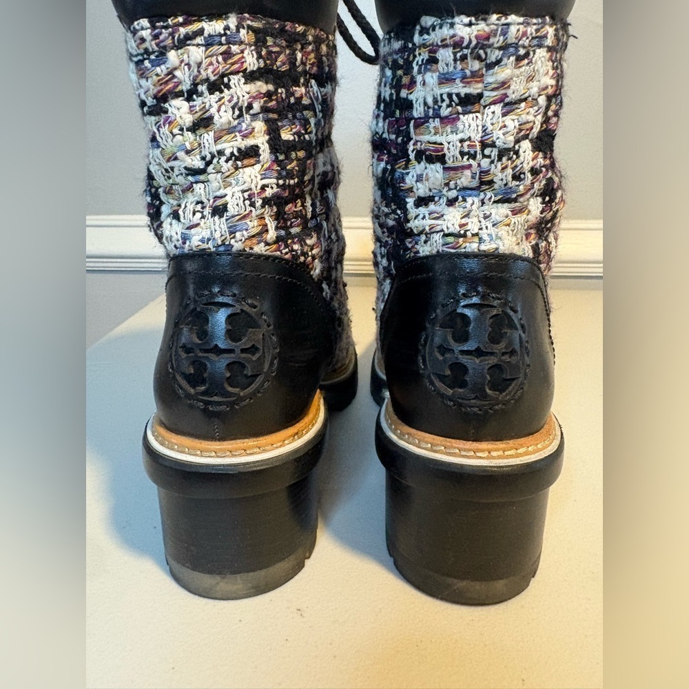 Tory Burch Miller Tweed Lace-Up Combat Boots | Black | Women’s Size 11M - Picture 7 of 15